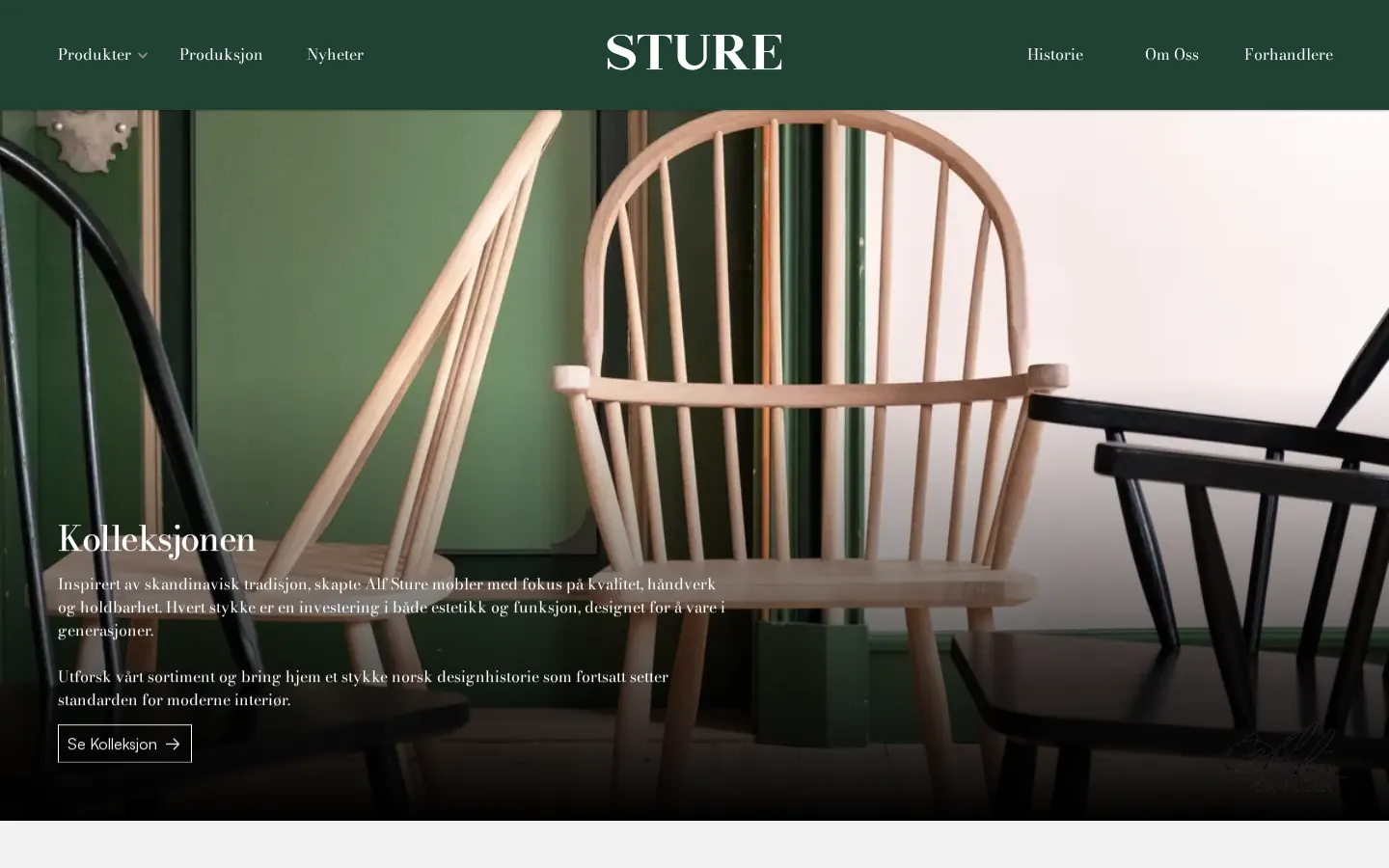 Skjermbilde av nettsiden Sture Design